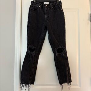 Abercrombie & Fitch Women’s Black Distressed High Rise Mom Jeans